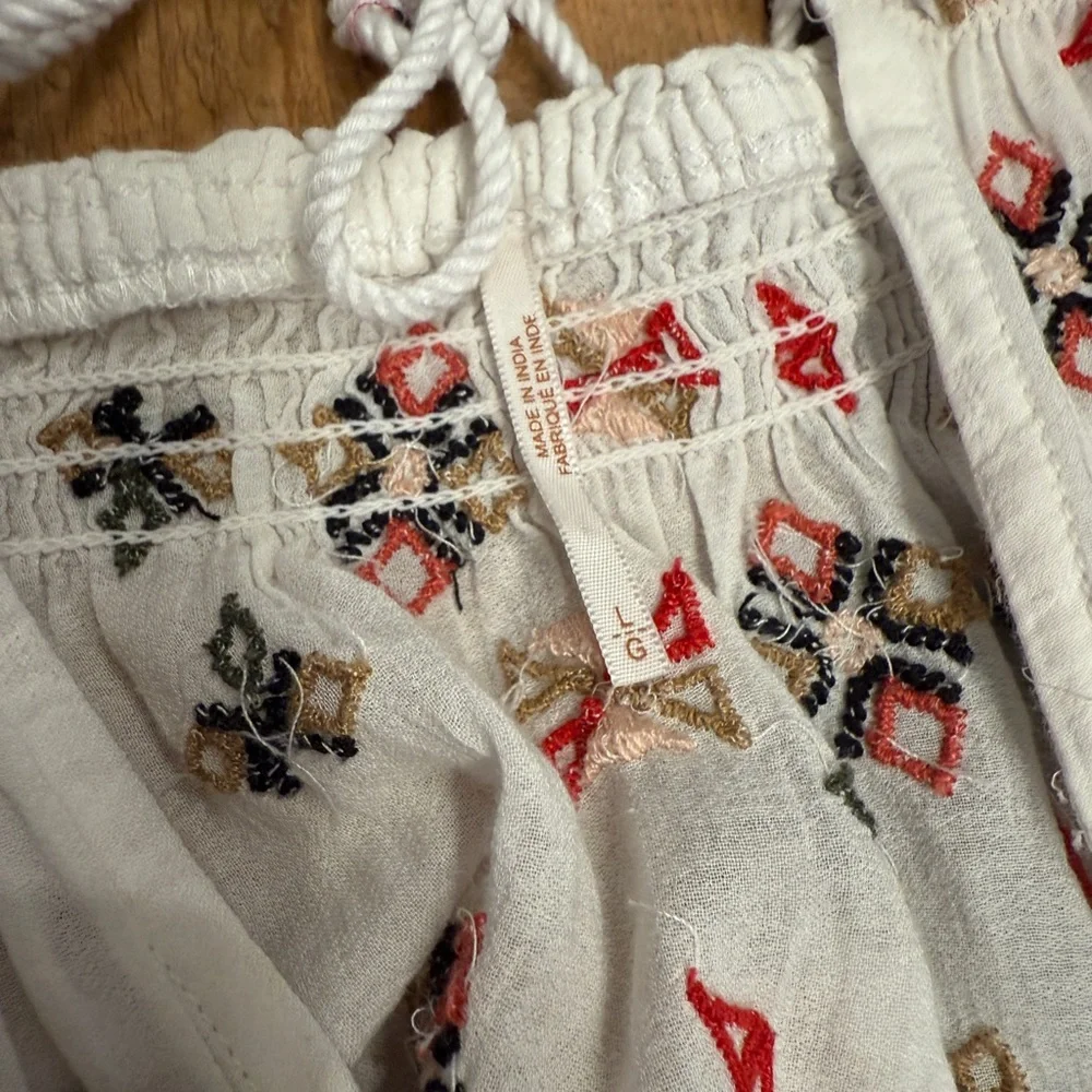 Free People Bohemian White Maxi top with Embroidered Details - Picture 6 of 8